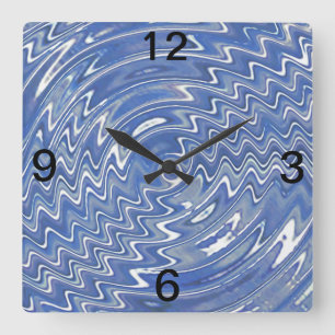 Blue Psychedelic Square wall Clock