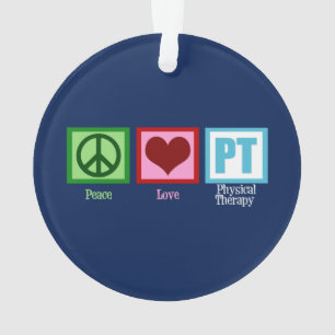 Blue PT Peace Love Physical Therapy Christmas Ornament