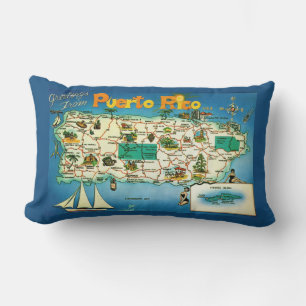 Blue Puerto Rico Greetings Throw Pillow
