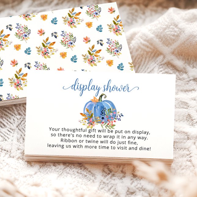 Blue Pumpkin Autumn Baby Shower Display Shower Enclosure Card (Creator Uploaded)