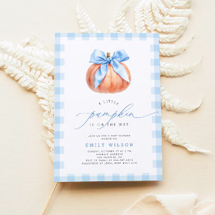Blue Pumpkin Baby Boy Shower Invitation