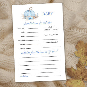 Blue Pumpkin Baby Prediction and Advice Game Card
