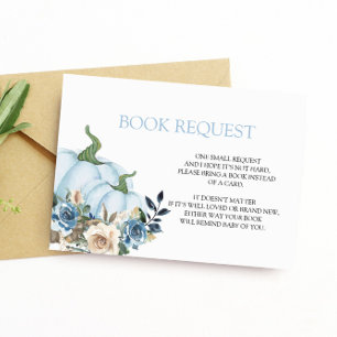 Blue Pumpkin Baby Shower Book for Baby Enclosure Card