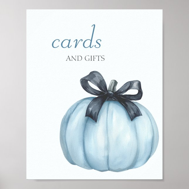 Blue Pumpkin Baby Shower Cards and Gifts Poster (Front)