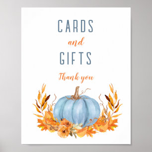 Blue Pumpkin Baby Shower Cards Gifts Sign