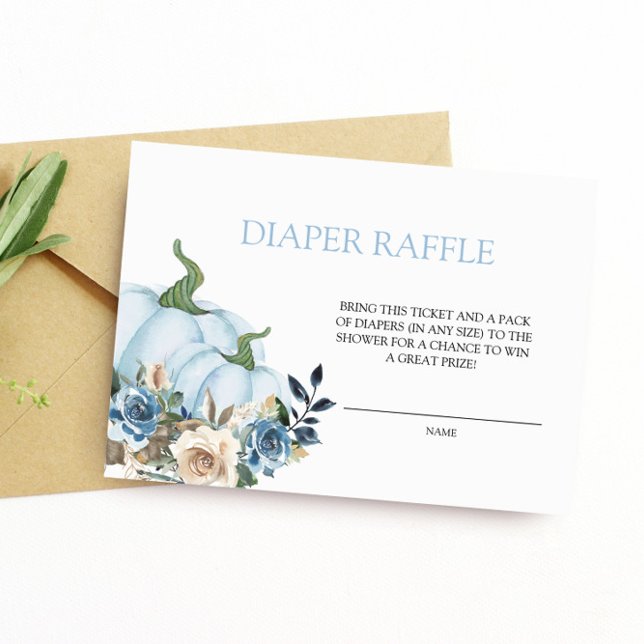 Blue Pumpkin Baby Shower Diaper Raffle Enclosure Card (Creator Uploaded)