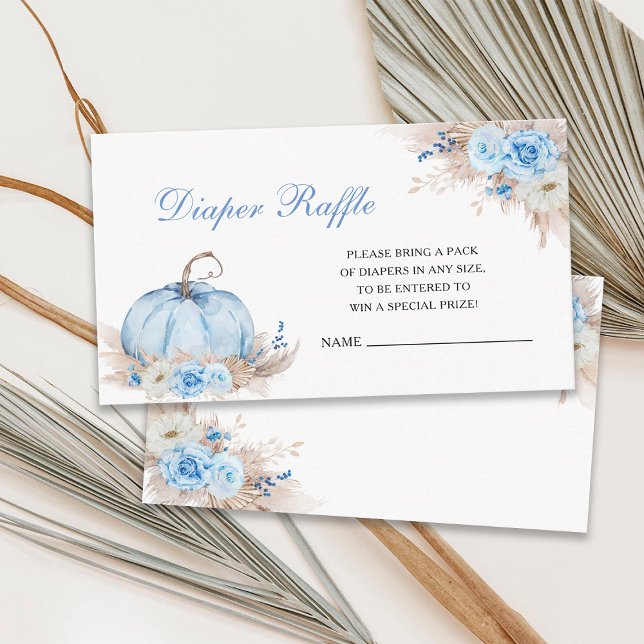 Blue Pumpkin Baby Shower Diaper Raffle Insert Card (Creator Uploaded)