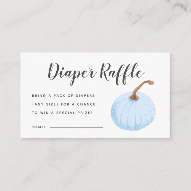 Blue Pumpkin Baby Shower Diaper Raffle Ticket Enclosure Card (Front)