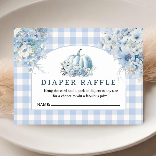 Blue Pumpkin Baby Shower Fall Diaper Raffle Enclosure Card (Creator Uploaded)