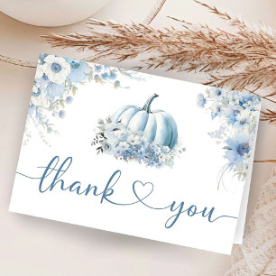 Blue Pumpkin Baby Shower Fall Folded Thank You  Card