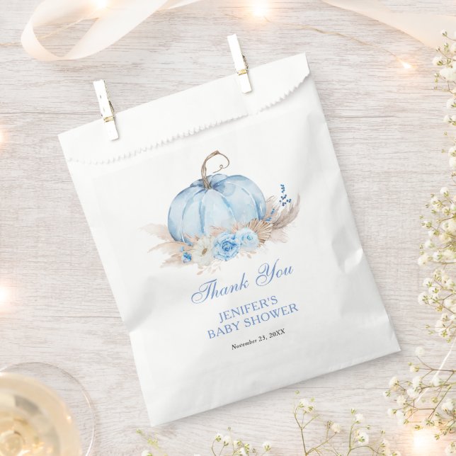 Blue Pumpkin Baby Shower Favour Bag (Clipped)
