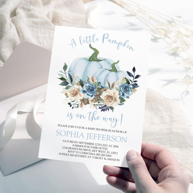 Blue Pumpkin Baby Shower Invitation (Creator Uploaded)