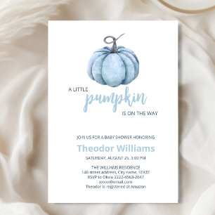 Blue Pumpkin Baby Shower Invitation   Fall theme