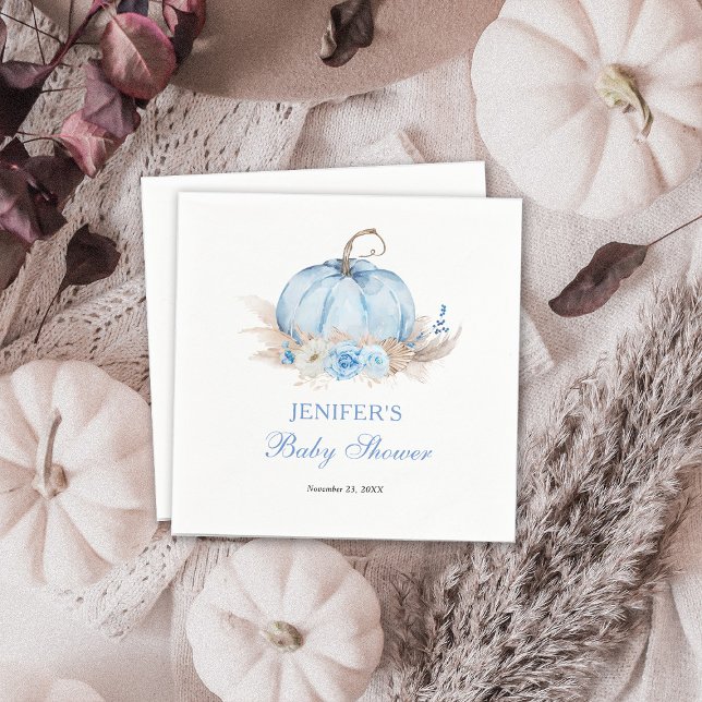 Blue Pumpkin Baby Shower Napkin (Creator Uploaded)