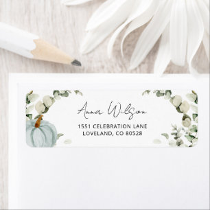 Blue Pumpkin Baby Shower Return Address Label