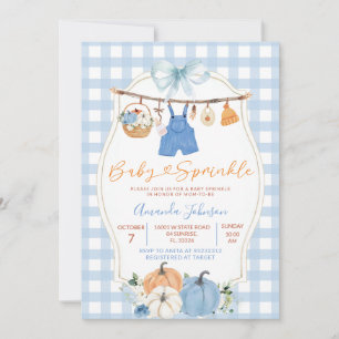 Blue Pumpkin Baby Sprinkle Invitation   Fall Baby 