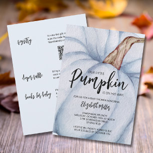 Blue Pumpkin Boy Baby Shower All In One Invitation