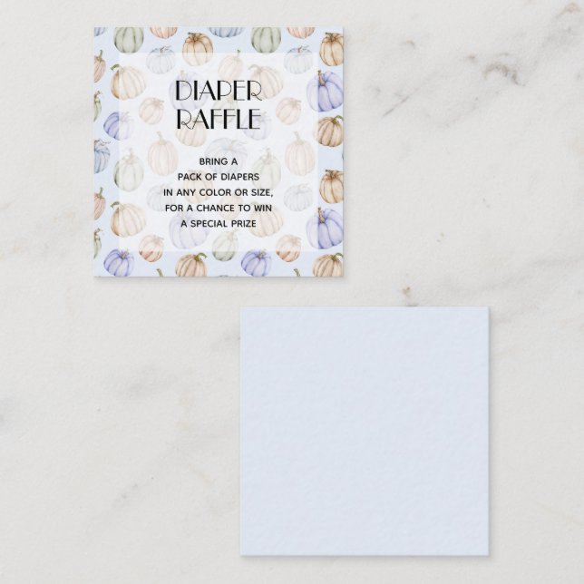 Blue Pumpkin Boy Baby Shower Diaper Raffle Enclosure Card (Front/Back)