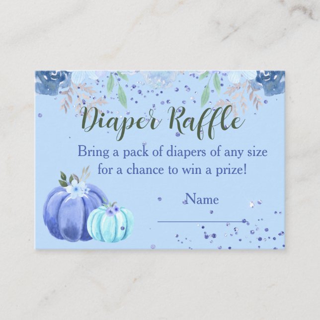 Blue Pumpkin Diaper Raffle Enclosure Card (Front)
