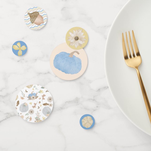 Blue Pumpkin Fall Baby Shower Table Confetti (Group)
