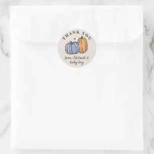 Blue Pumpkin Fall Baby Shower Thank You Classic Round Sticker