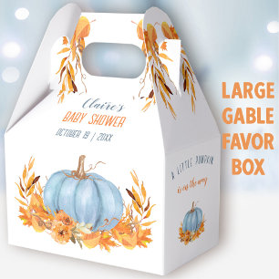 Blue Pumpkin Fall Boy Baby Shower Large Gable Favour Box