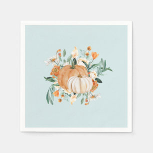 Blue Pumpkin Floral Fall Colours, Napkin