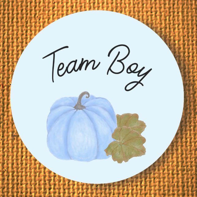 Blue pumpkin gender reveal Team Boy sticker (Creator Uploaded)