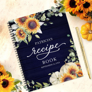 Blue Pumpkin Greenery Fall Bridal Shower Recipe Notebook