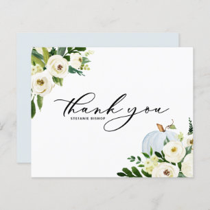 Blue Pumpkin Greenery Graduation Thank You Card