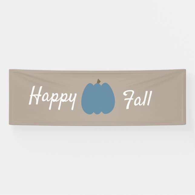 Blue Pumpkin Happy Fall Brown Banner (Horizontal)