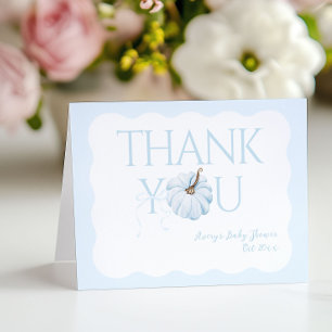 Blue Pumpkin It's a Boy Modern Fall Baby Shower Thank You Card