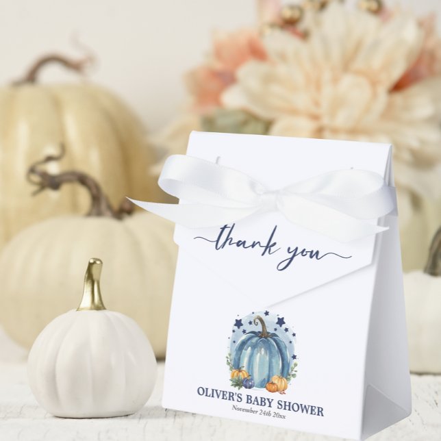 Blue Pumpkin On His Way Fall Boy Baby Shower  Favour Box (Creator Uploaded)