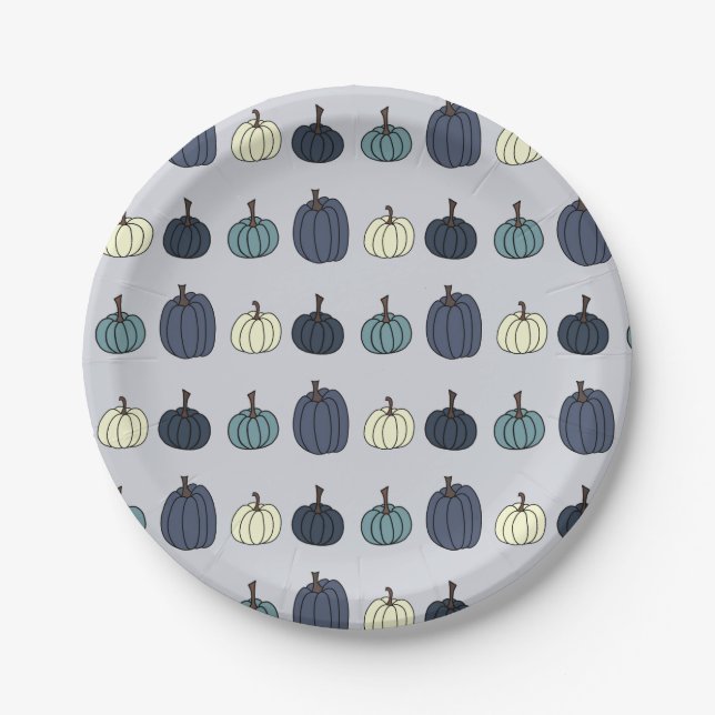 Blue Pumpkin Paper Plates (Front)