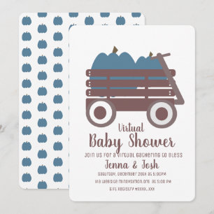 Blue Pumpkin Patch Virtual Baby Shower Invitation