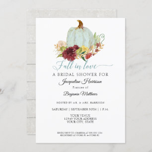 Blue Pumpkin Rustic Burgundy Floral Bridal Shower Invitation