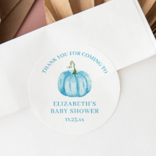  Blue Pumpkin Thank You Baby Shower Classic Round Sticker