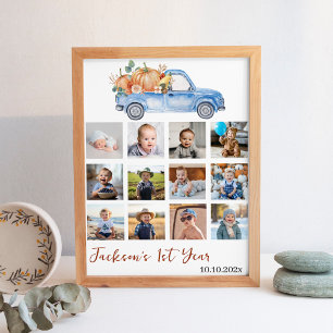 Blue Pumpkin Truck 1st Year Photo Milestone Poster