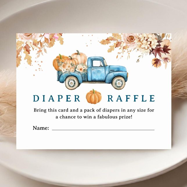 Blue Pumpkin Truck Baby Shower Diaper Raffle Enclosure Card (Creator Uploaded)