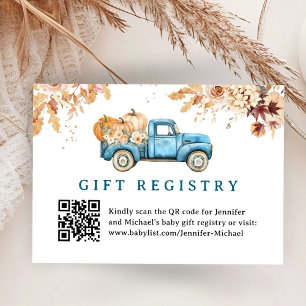 Blue Pumpkin Truck Baby Shower Gift Registry Card