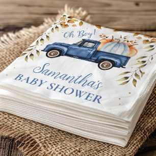 Blue Pumpkin Truck Baby Shower Paper Napkin