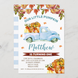 Blue Pumpkin Truck Birthday Invitation