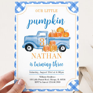 Blue Pumpkin Truck Birthday Invitation