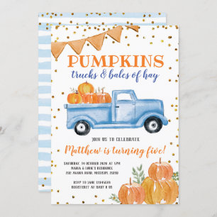 Blue Pumpkin Truck Birthday Invitation