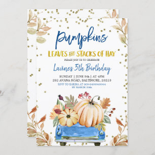 Blue Pumpkin Truck Birthday Invitation