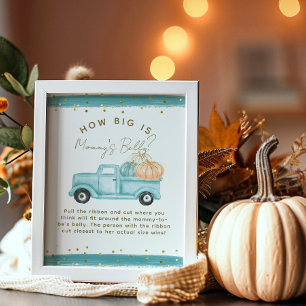 Blue Pumpkin Truck Guess Mum Belly Shower Game Poster