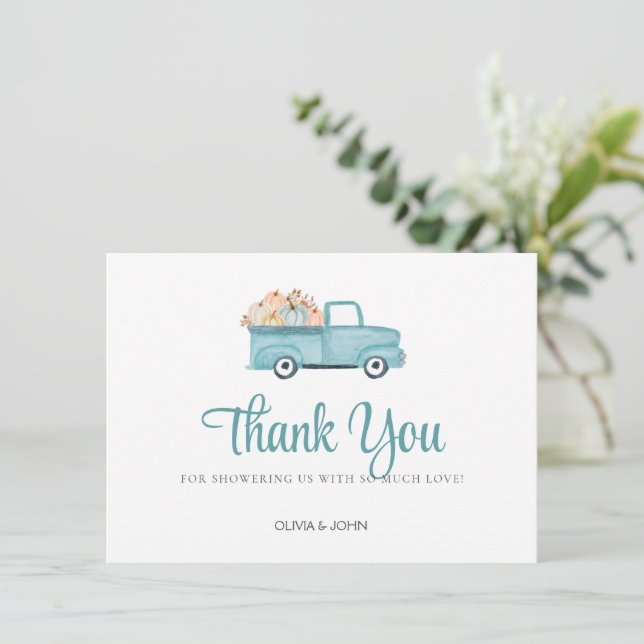 Blue Pumpkin Truck Thank You Card (Standing Front)