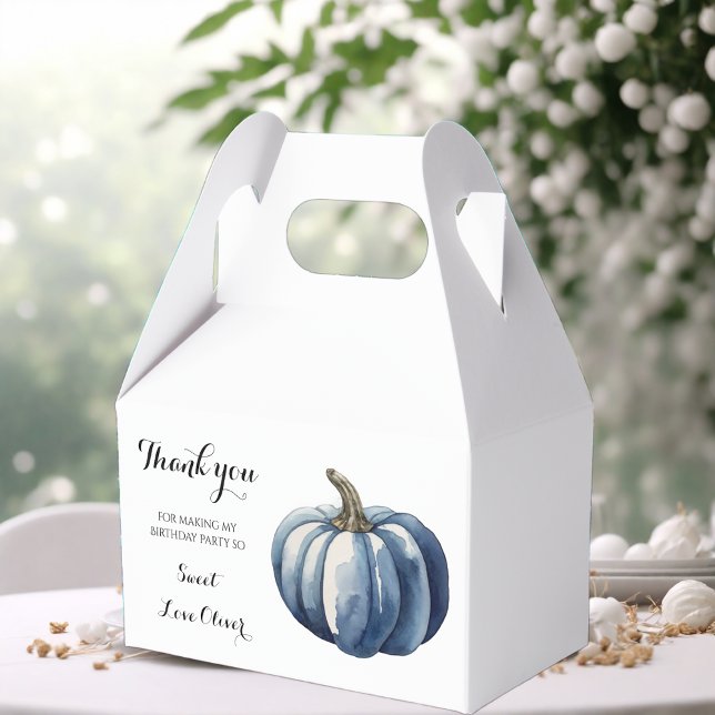 Blue Pumpkin Watercolor Boho Baby Boy Shower Favour Box (Creator Uploaded)