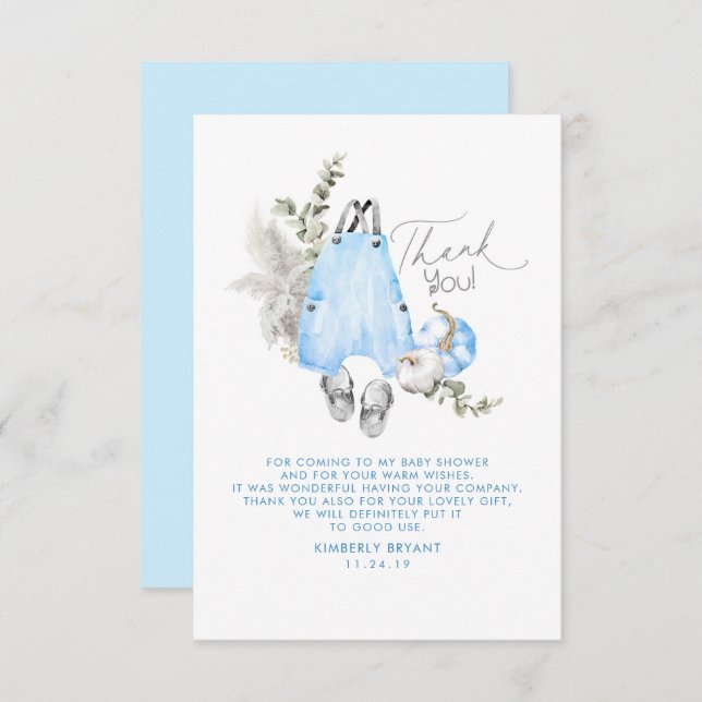 Blue Pumpkins Baby Shower Little Thank You (Front/Back)