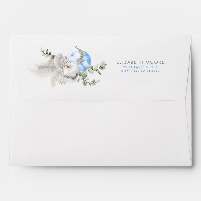 Blue Pumpkins Cute Fall Baby Shower Envelope (Back (Top Flap))